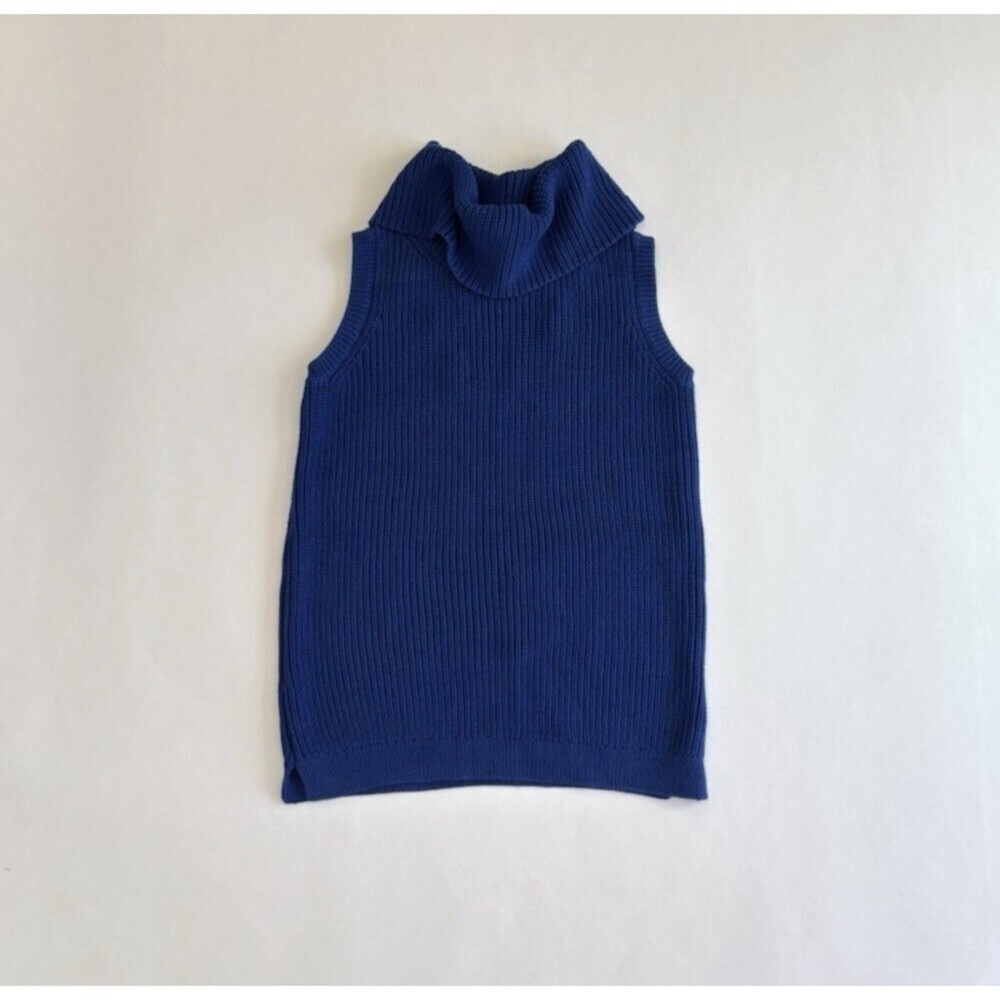 Talbots Turtleneck Sleeveless Knit Sweater Vest Royal Blue - XS